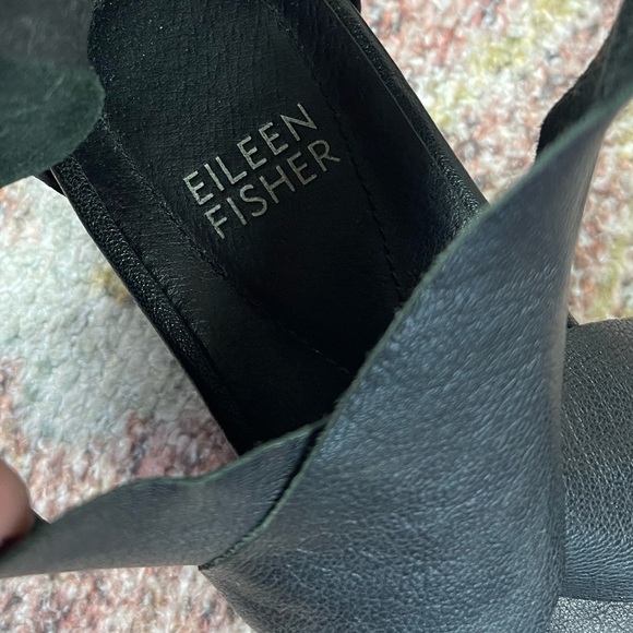 Eileen Fisher Sport Tumbled Leather Sneakers Sandals Black Size 8 - Picture 7 of 9